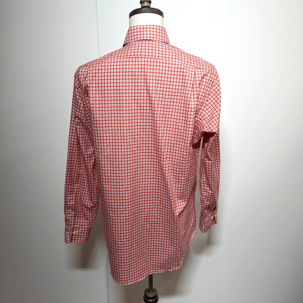 Polo Ralph Lauren Shirt Mens 15.5 Medium Orange Long Sleeve Regent Classic Plaid - Picture 3 of 10